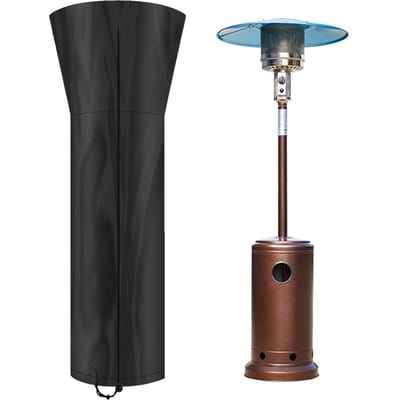 Housse de Chauffage de Patio Extérieur 7,4 pi avec Fermeture Éclair et Cordon de Serrage Anti-poussière Étanche Résistante aux UV M noir