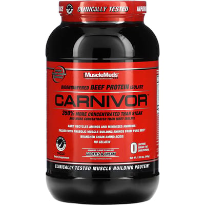 MuscleMeds, Carnivor, Bioengineered Beef Hide Protein Isolaat, Cookies & Cream, 1,85 lbs 840 g (840 g)