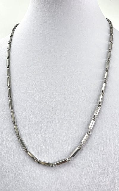 Lili 41 - Halsketting - Stalen - schakelketting - Mannen - langwerpige, staafvormige schakels - zilverkleur - L 60 cm - Br 3mm - prachtige te combineren met of zonder hanger.