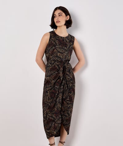 Midi-rok met batikbladmotief