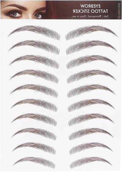 Waterproof Eyebrow Tattoo Stickers voor Perfecte Vormgeving van Wenkbrauwen, Langdurige 4D Haartatoeages en Make-up (Bruin-09)