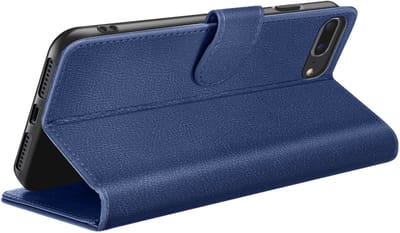 Zanae, Hoesje geschikt voor iPhone 8 Plus / 7 Plus - Wallet Case & Magneetsluiting, Nachtblauw