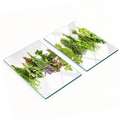 Decoratieve glazen snijplanken voor in de keuken met kruiden aan een touwtje, 2x40x52 cm
