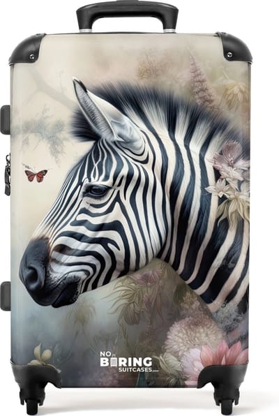 NoBoringSuitcases.com® - Koffer groot - Rolkoffer lichtgewicht - Gedetailleerd zijaanzicht van een zebra - Reiskoffer met 4 wielen - Grote trolley XL - 20 kg bagage