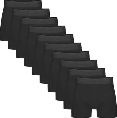 Bamboo Basics Heren Bamboe Boxershorts Rico (10-pack) - Zwart - Ondergoed Heren - Boxershort Heren Lange pijp - Maat S
