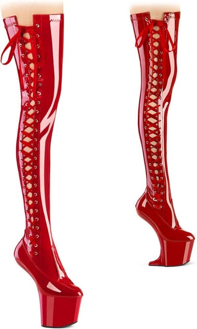 Pleaser - CRAZE-3050 Plateau Overknee Laarzen - US 6 - 36 Shoes - Rood