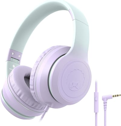 Thijox - L22 Kinderhoofdtelefoon met Microfoon, Opvouwbare Over-Ear Hoofdtelefoon voor Kinderen, Verstelbare Hoofdband, 3,5 mm Jack, Lila, Ideaal voor