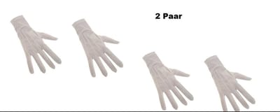 2x Paar Witte handschoenen luxe katoen de luxe mt.S- Prinsen handschoenen raad van elf sinterklaas kerstman
