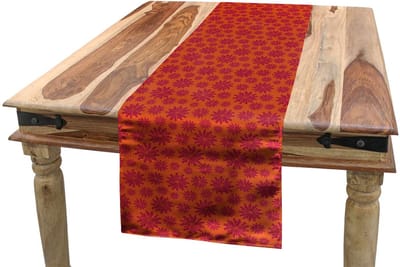 ABAKUHAUS tafelrok – Geometrische bloemen – 40x225 cm – Rood-bruin
