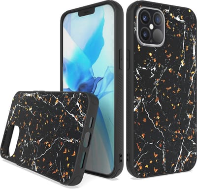ZT Silicone telefoonhoesje met print Geschikt voor: iPhone 12 Pro Max - Black Marble - ZT Accessoires