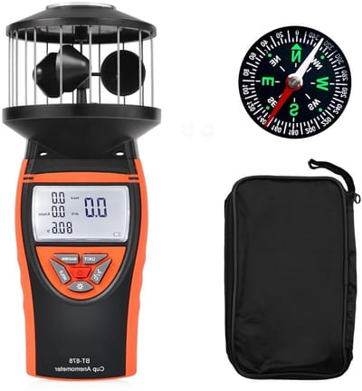 Digitale Windmeter - Windsnelheidsmeter Temperatuur - Buiten Meten - Zeer Nauwkeurig - 1x1x1 cm - Zwart