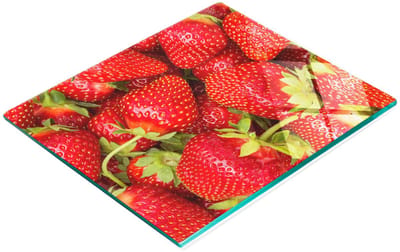 Decoratieve glazen snijplank met aardbeienmotief, 60x52 cm