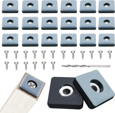 Duurzame meubelglijders voor zware meubels, 25 x 25 mm, rechthoekig, effectieve bescherming voor vloeren, set van 18