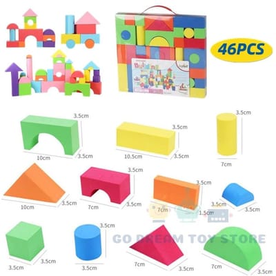 46PCS Zachte EVA Bouwstenen Educatief Speelgoed Voor Kinderen Groot Formaat Kleurrijke Stapelbare Stam Peuterspeelgoed Jongen Meisje Geschenken 46PCS