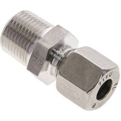 3/8'' NPT Buitendraad x 8L RVS Rechte Snijring Koppeling 315 Bar DIN 2353 - FL2S-MC-ST-038N-08-L