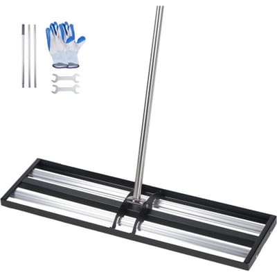 VEVOR gazonhark 255x915 mm, egaliseerhark met 213 cm verstelbare steel, gazonnivelleerder incl. handschoenen, egaliseerhark, oppervlakte-egaliseermachine, gazongereedschap voor het egaliseren van tuinen en golfbanen