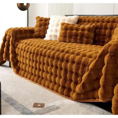 Serviette de canapé luxueuse en peluche imitation lapin, couverture chaude et moelleuse pour l'hiver, housse de canapé en velours épais et lisse, super douce 180x130cm 1pc