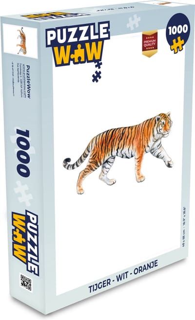 Puzzel Tijger - Wit - Oranje - Legpuzzel - Puzzel 1000 stukjes volwassenen