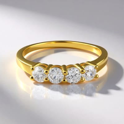 Cavill - Vergulde Zilveren Ring - 925 Sterling Zilver - 4x Ronde Briljant Geslepen Cambodjaanse Zirkonia 4 mm - 1,508 ct - Elegante Damessieraad