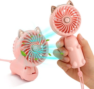 LISM-Mini draagbare ventilator met oplaadbare batterij en 3 windsnelheden. Leuke kleine ventilator, geschikt voor meisjes/dames/kinderen voor gebruik buitenshuis. Opvouwbaar, perfect om op een bureau/tafel/in de slaapkamer te plaatsen - Groen.