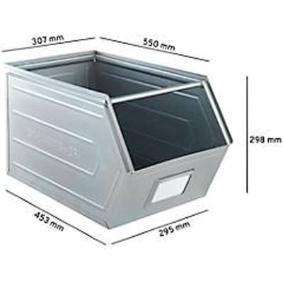 Schäfer Shop Select magazijnemmer met open voorzijde, met draagbeugel, L 550 x B 307 x H 298 mm, 40 l, 150 kg, staal, elektrolytisch verzinkt