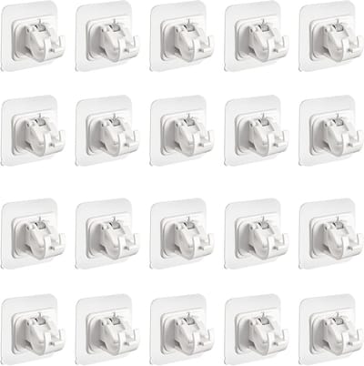 20 Stuks Witte Klemmen voor Gordijnroedes - Ideaal voor Keuken en Badkamer, Stevige Bevestiging en Eenvoudige Installatie