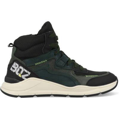 Braqeez 421982-568 Jongens Hoge Sneakers - Groen - Leer - Veters