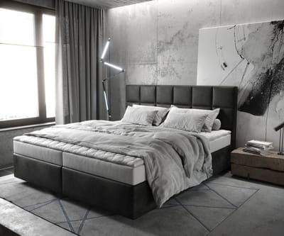 Boxspringbed Dream-Fine microvezel antraciet Vintage 180x200 met matras en topper