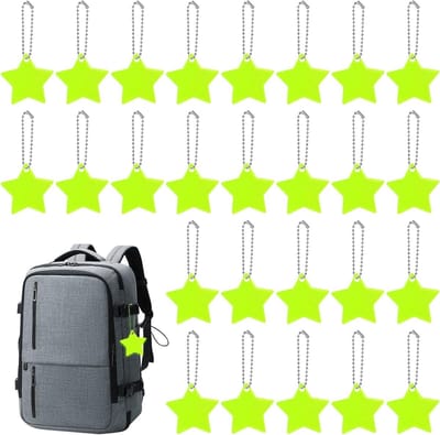 28-delige Set Veiligheidsreflectoren, Stervormige Reflector Hangers met Kettingen, Hoge Zichtbaarheid en Waterdicht, Reflecterende Sleutelhangers voor Fietsen en Schooltassen