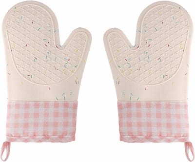Ovenwanten Set - Hittebestendige Handschoenen - Veilig Koken - Antislip Grip - 2 Stuks - Roze
