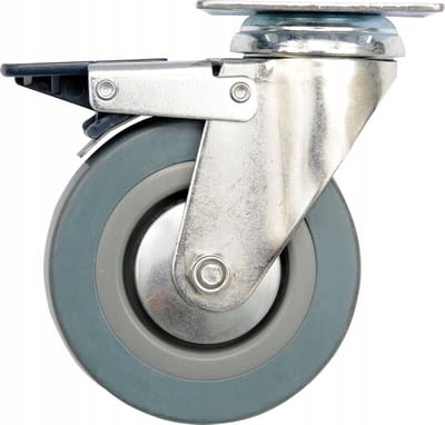 Zwenkbaar Wiel met Rem, Grijs Rubber, 50mm