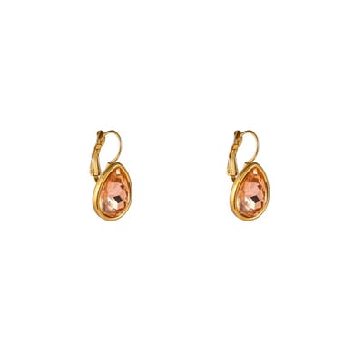 Go Dutch Label Oorhangers French Hook - Big Drop Stone Peach