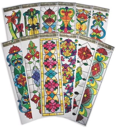 Verticaal glas in lood raamklemmen - Set van 12 - Herbruikbare decoraties voor elk raam