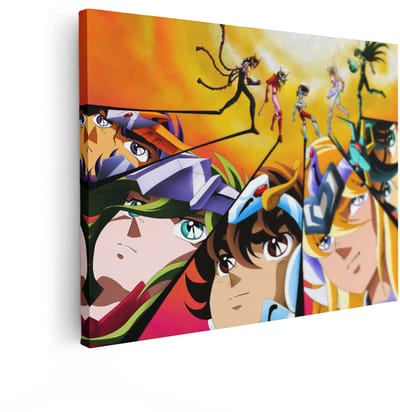 Artaza Canvas Schilderij Saint Seiya - 120x90 cm - Wanddecoratie Anime - Muurdecoratie Slaapkamer Jongen - Schilderijen Felle Kleuren
