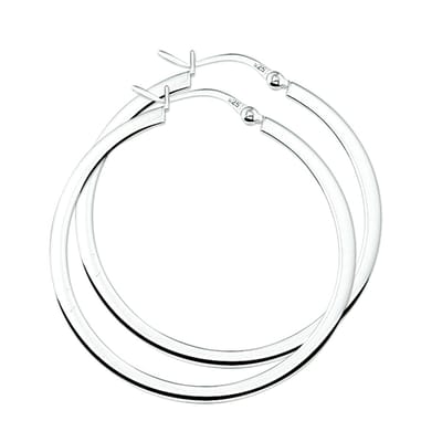 TFT Oorring Vierkante Buis Zilver Glanzend 2.5 mm x 40 mm