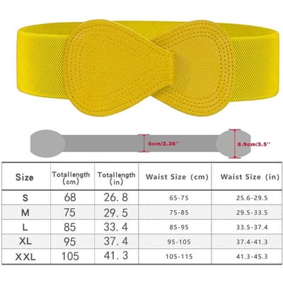 Brede Tailleband Riem - Rekbaar, Effen, Elastisch, Comfortabel, Veelzijdige Jurkjas Gilet voor Dames L yellow