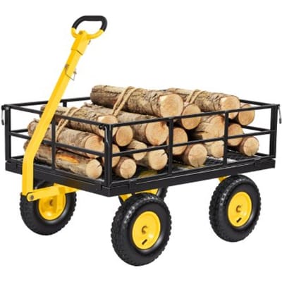 VEVOR-wagen 544,31 kg, transportwagen, tuinwagen, gereedschapswagen, 2-in-1 handwagen met all-terrain banden, afneembare zijpanelen van gaas en 180° draaibare handgreep, geel/zwart