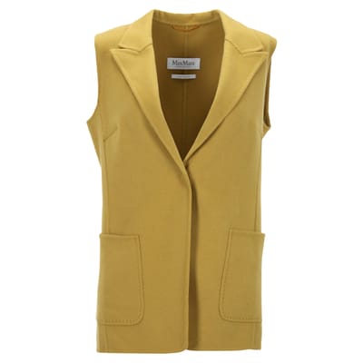 Max Mara Dubbelzijdig Vest in Gele Wol