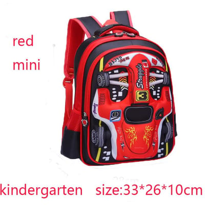 Gepersonaliseerde 3D Auto Kinderrugzak voor Jongen Leuke Cartoon Basisschooltas Kinder Boekentas Jongen Stijlvolle Rugzak Duurzaam Waterdicht red
