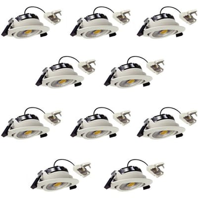 KS Verlichting 10x inbouwspot - Liv plafondspot - dimbaar - wit - kantelbaar