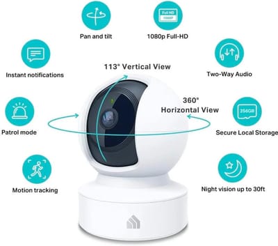 Binnenpan/Til Smart Beveiligingscamera 1080p HD met Nachtzicht en Beweging Detectie voor Baby- en Huisdi monitoring