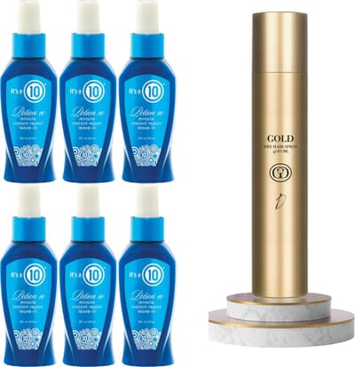 6 X STUKS It's a 10 - Instant Repair Leave-in Conditioner + GOLD Professional Haircare Dry Hair Spray 400 ml