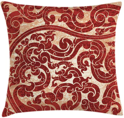 ABAKUHAUS Antiek-kussenhoes – 60x60 cm – Robijn, dubbelzijdig bedrukt