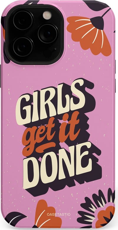 Casetastic hoesje geschikt voor Apple iPhone 13 Pro Max - MagSafe - Dubbellaagse bescherming - Girls get it done - Fashion Case - Lila Donkergrijs Terracotta