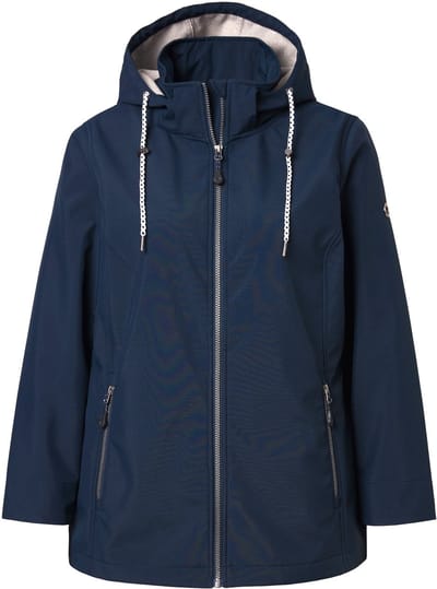 Ulla Popken - Dames - HYPRAR softshell-jas waterafstotend ritszakken - Marine - Maat 42+