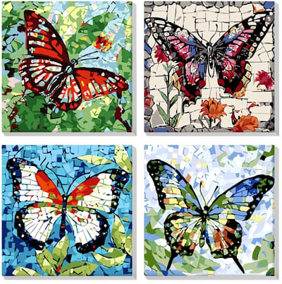 MTTProducts - Schilderen op Nummer - Creatieve Hobby - Inclusief Lijst - Butterflies - Geschikt voor Volwassenen en Kinderen - 4 Verfsets