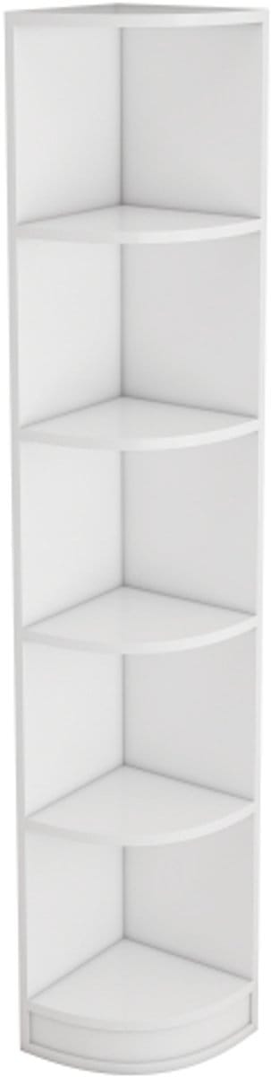 Hoekboekenkast, plank, opbergplank, MDF-materiaal, vijflaags plank, eenvoudige vorm, sterk draagvermogen, wit