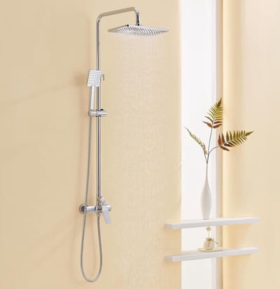 Hoogte verstelbaar regendouche armatuur - Auralum - 90-124 cm - 29x19 cm - chroom