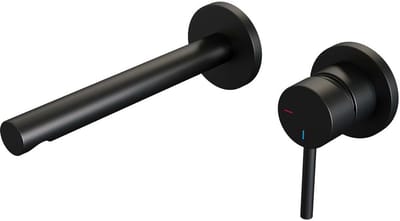 Brauer Black Edition Inbouw Wastafelmengkraan met Rechte Uitloop en Rozetten Model A1 Mat Zwart