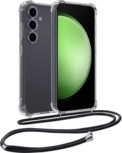Hoesje Geschikt voor Samsung Galaxy S23 FE - Met Koord - Shock Proof - Siliconen Case - Back Cover - Telefoonkoord - Telefoon Hoes Shockproof - Telefoonketting - Transparant